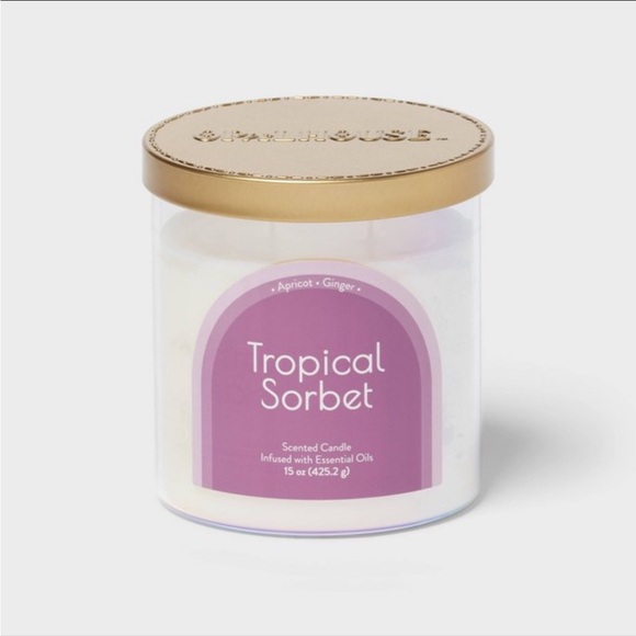 2-Wick Glass Jar 15oz Candle with Iridescent Sleeve Tropical Sorbet - Opalhouse™ - Picture 1 of 3